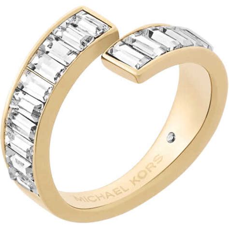 Michael Kors Baguette Crystal Bypass Statement Ring